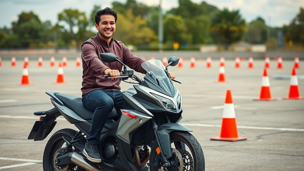 basic rider practicing motorcycle safety courses skills cones outdoor