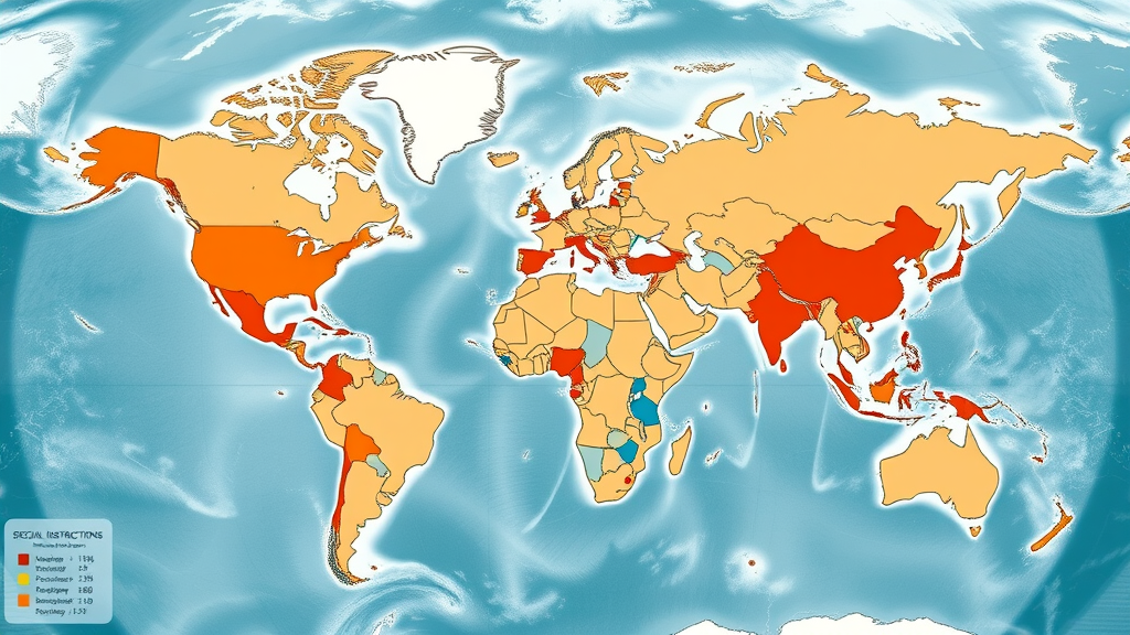 World map overlay comparing countries by motorcycle fatality rate and helmet law coverage
