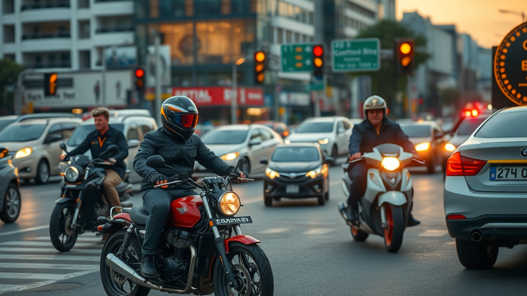 urban intersection with motorcycles and cars in motion - Motorcycle accident locations USA