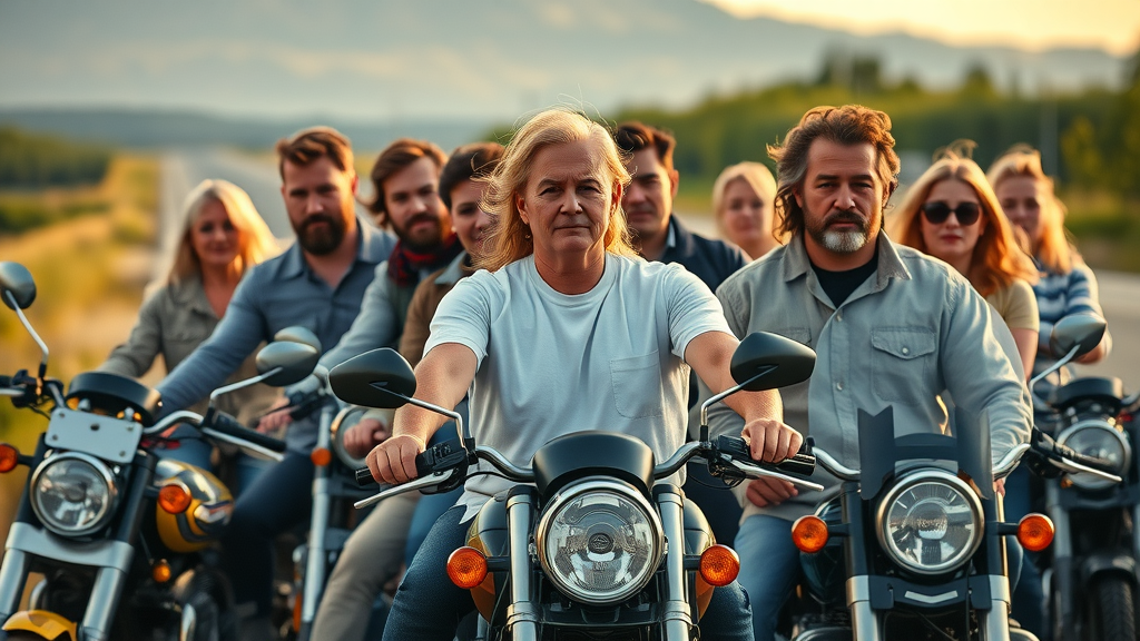 diverse group of motorcyclists of various ages and genders - Demographics impact on motorcycle crash statistics USA