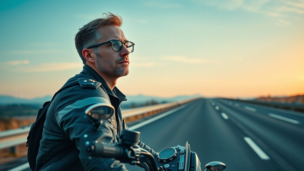 motorcycle rider applying 12 second rule by scanning road ahead