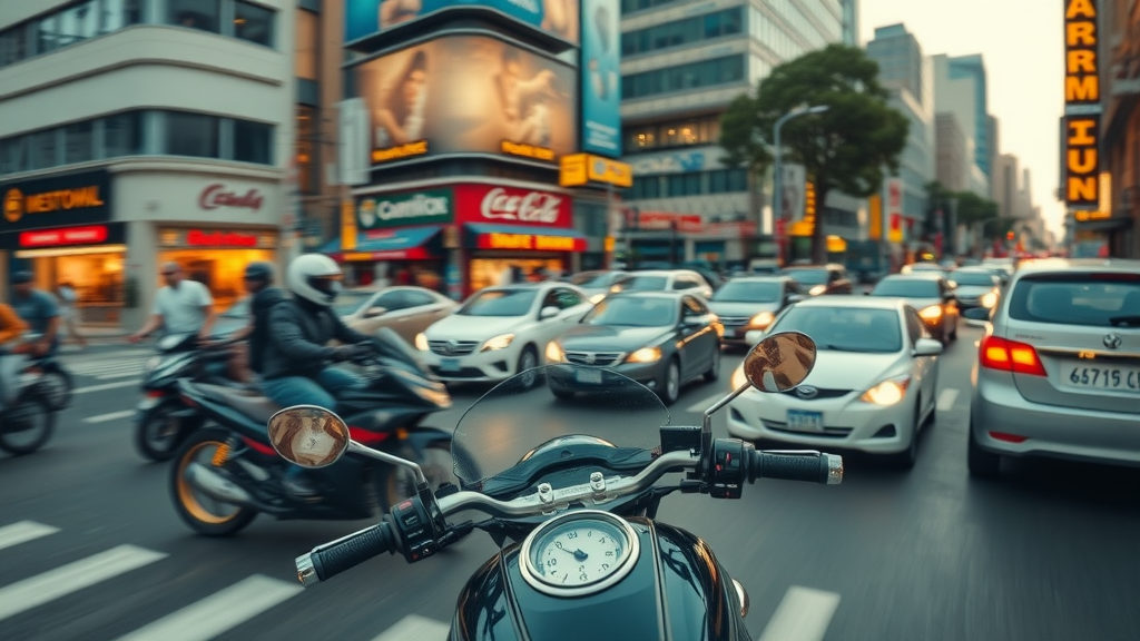 Motorcycle swerving to avoid distracted driver downtown, motorcycle injury statistics